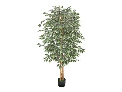 Árboles Artificiales SucceBuy Ficus Artificial de 180 cm con Maceta Negra, Planta Artificial Grande con Tronco de Madera Natural y Follaje Verde Realista