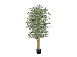 Árboles Artificiales SucceBuy Ficus Artificial de 180 cm con Maceta Negra, Planta Artificial Grande con Tronco de Madera Natural y Follaje Verde Realista