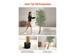 Árboles Artificiales SucceBuy Ficus Artificial de 180 cm con Maceta Negra, Planta Artificial Grande con Tronco de Madera Natural y Follaje Verde Realista