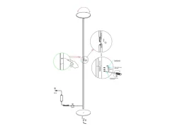Lámpara De Pie^Regina - Lámpara de pie LED redonda de metal orientable, altura 180 cm, Fabas Luce - Luz LED integrada de 35 W, CCT (3000K-6000K) Blanco