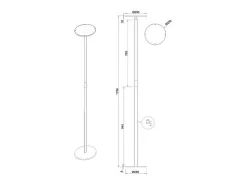 Outlet Regina - Lámpara de pie LED redonda de metal ajustable, altura 180 cm, Fabas Luce - Luz LED integrada de 35 W, CCT (3000K-6000K) Negro