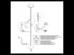 Lámpara De Pie^Regina - Lámpara de pie LED blanca de metal H.180 cm Fabas Luce - 2 luces de 36W y 12W con LED integrado 3000K Blanco