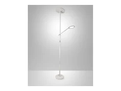 Lámpara De Pie^Regina - Lámpara de pie LED blanca de metal H.180 cm Fabas Luce - 2 luces de 36W y 12W con LED integrado 3000K Blanco