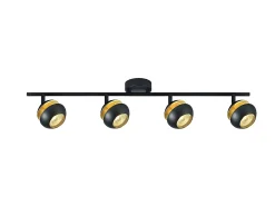 AKUNADECOR Plafón^Regleta 4 Focos Articulados Beethoven /oro Para Baño, Negro