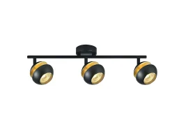 AKUNADECOR Plafón^Regleta Modelo Beethoven 3 Focos /oro Negro
