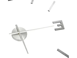 Reloj 3D de pared con diseño moderno plateado 100 cm XXL ES459173