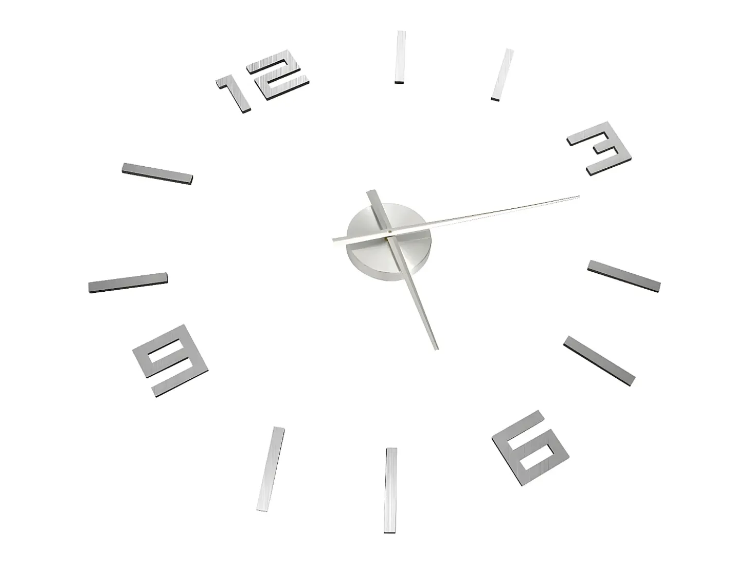 Reloj 3D de pared con diseño moderno plateado 100 cm XXL ES459173