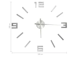 Reloj 3D de pared con diseño moderno plateado 100 cm XXL ES459173