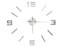 Reloj 3D de pared con diseño moderno plateado 100 cm XXL ES459173