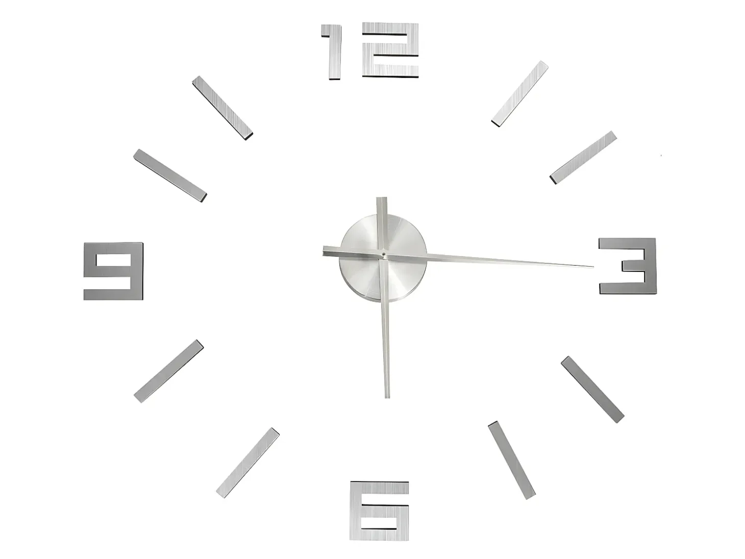 Reloj 3D de pared con diseño moderno plateado 100 cm XXL ES459173