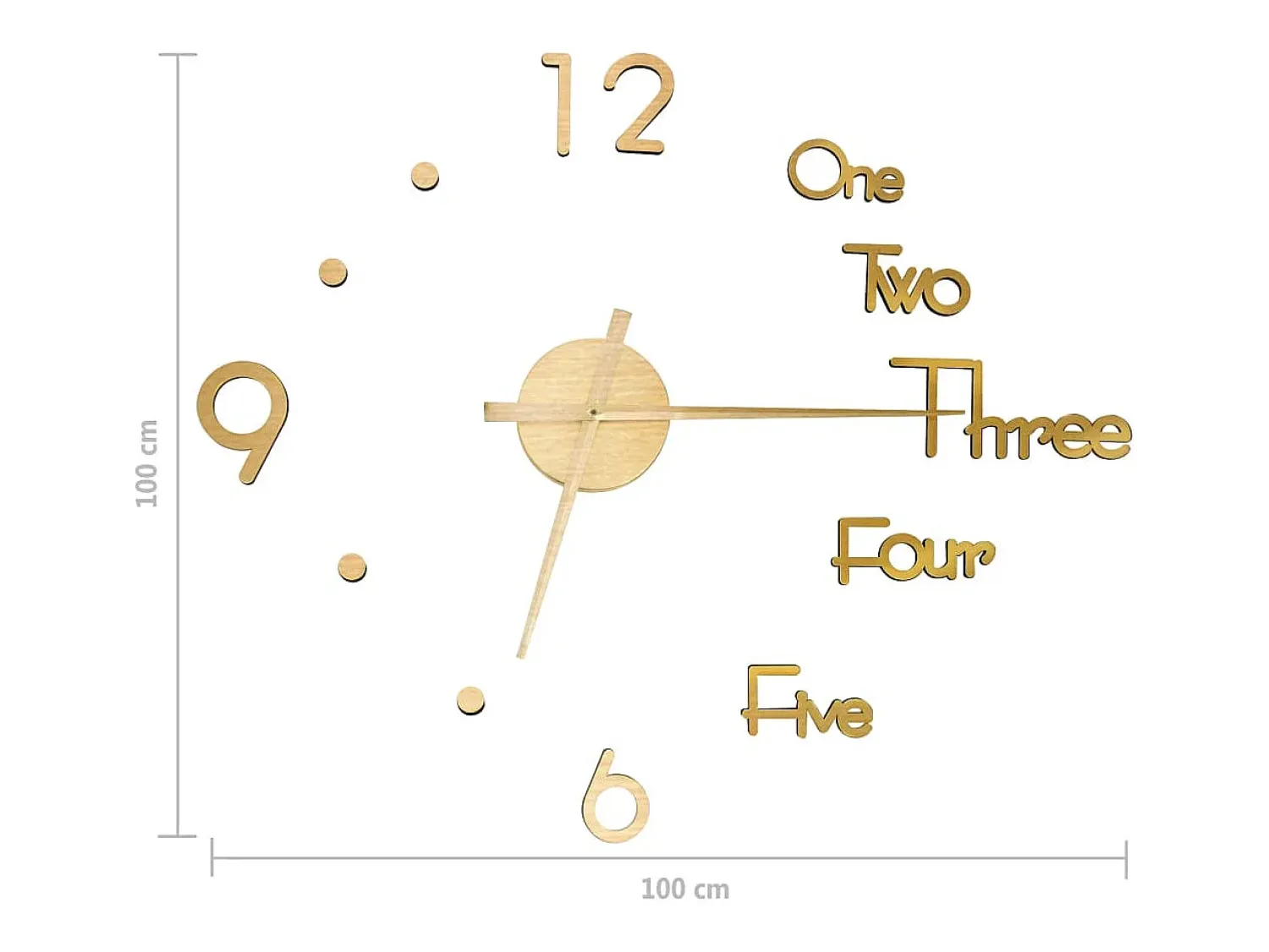 Discount Reloj 3D de pared con diseño moderno 100 cm XXL ES746394 Dorado