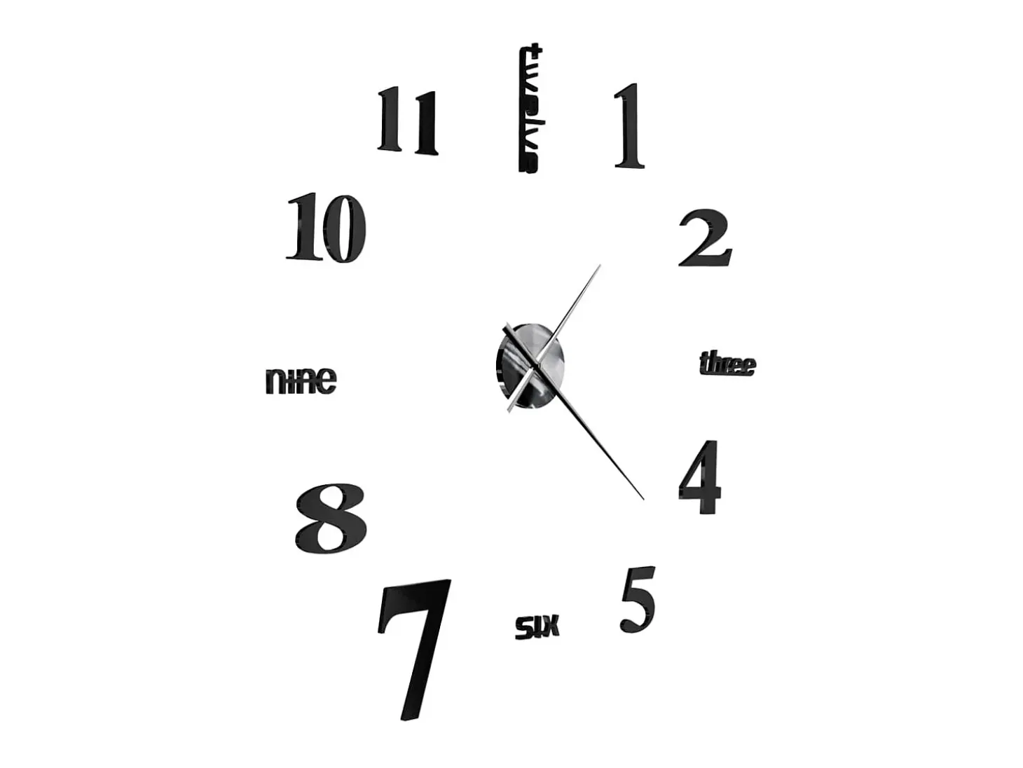 Reloj 3D de pared con diseño moderno 100 cm XXL negro ES648634