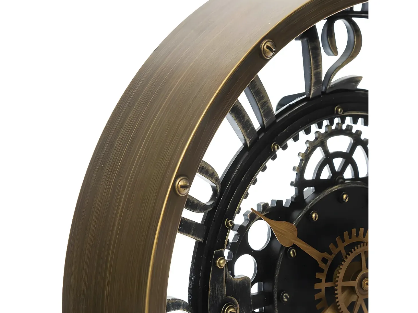 Reloj de pared circular con mecanismos dorado 33x27x5 cm