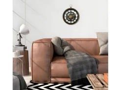 Reloj de pared circular con mecanismos dorado 33x27x5 cm