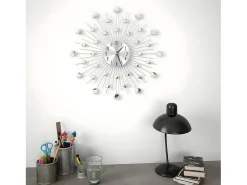 Best Reloj de pared con movimiento de cuarzo 50 cm diseño moderno ES907061 Plateado