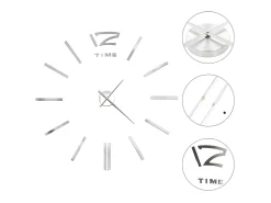 Reloj de pared 3D con diseño moderno 100 cm XXL plateado ES404526