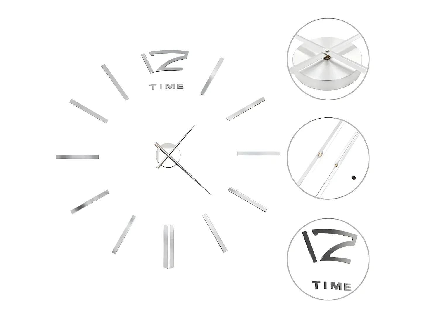 Reloj de pared 3D con diseño moderno 100 cm XXL plateado ES404526