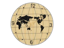 Reloj de pared de madera de ingeniería amarillo y negro Ø50 cm ES702449