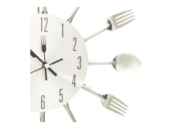 Clearance Reloj de pared diseño cuchara y tenedor 31 cm aluminio ES906791 Plateado