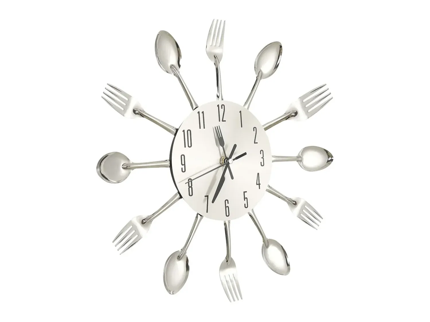 Clearance Reloj de pared diseño cuchara y tenedor 31 cm aluminio ES906791 Plateado