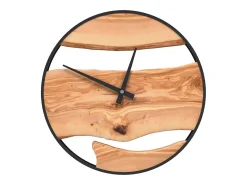 Reloj de pared hierro y madera de olivo marrón Ø35 cm ES871804