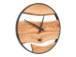 Reloj de pared hierro y madera de olivo marrón Ø35 cm ES871804