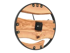 Reloj de pared hierro y madera de olivo marrón Ø35 cm ES871804