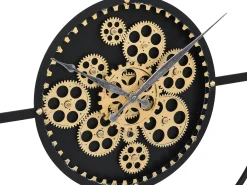 Reloj de pared industrial - D. 80 cm - metal - Negro y dorado - KARIAL