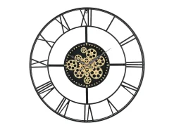 Reloj de pared industrial - D. 80 cm - metal - Negro y dorado - KARIAL