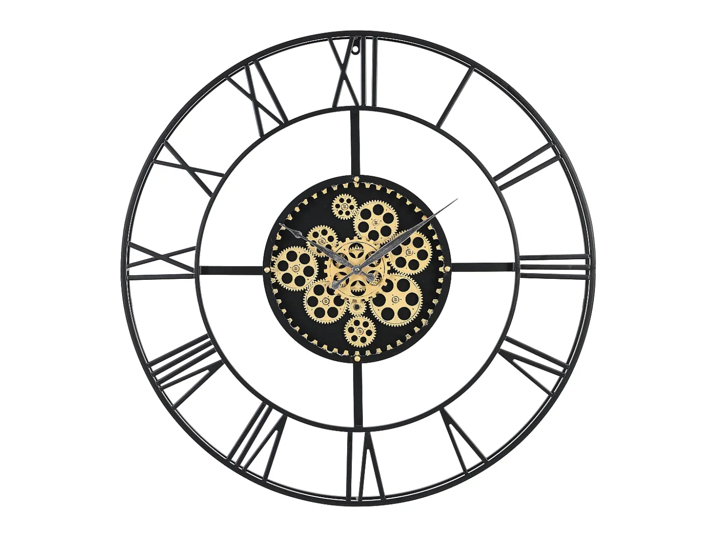 Reloj de pared industrial - D. 80 cm - metal - Negro y dorado - KARIAL