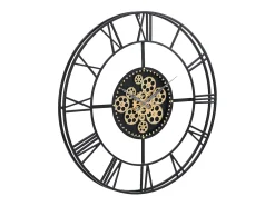 Reloj de pared industrial - D. 80 cm - metal - Negro y dorado - KARIAL