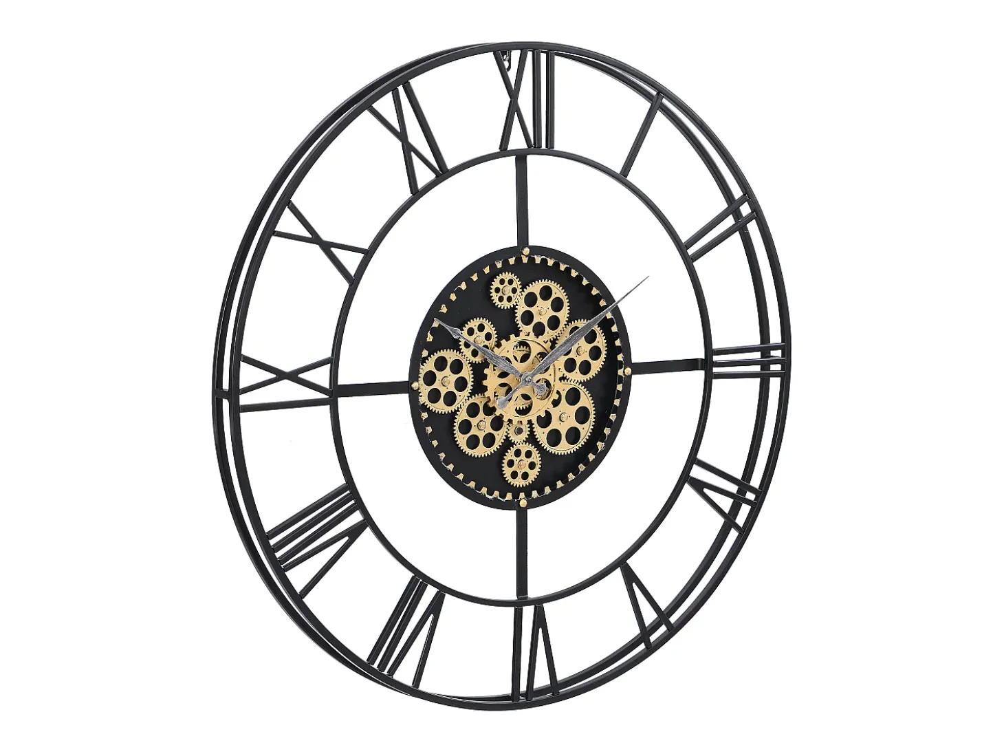 Reloj de pared industrial - D. 80 cm - metal - Negro y dorado - KARIAL