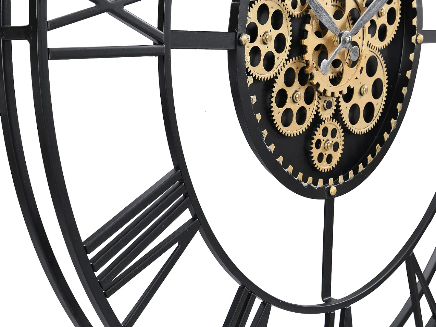 Reloj de pared industrial - D. 80 cm - metal - Negro y dorado - KARIAL