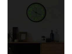Reloj de pared luminoso negro 30 cm ES599051