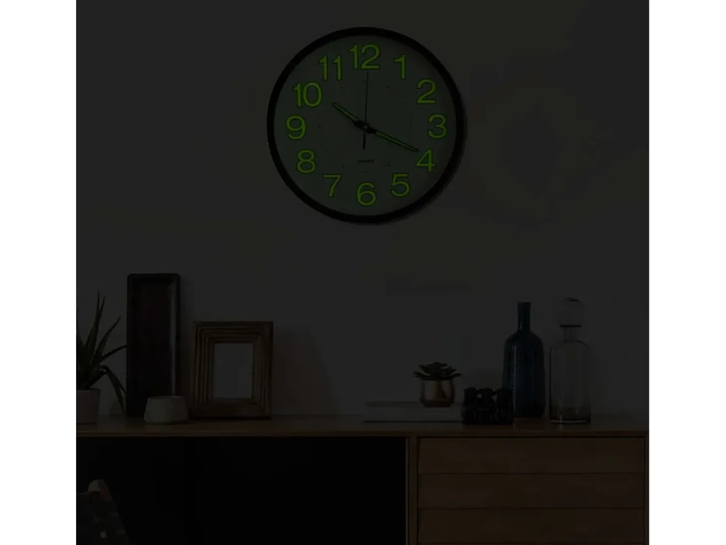 Reloj de pared luminoso negro 30 cm ES599051