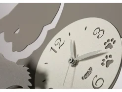 Reloj De Pared^Reloj de pared Mamma Gatta 38x27 cm en hierro - Diseño de gato y gatitos - Mecanismo de batería silencioso - Fabricado en Italia Negro
