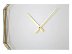 Reloj De Pared^Reloj de pared octagonal de metal dorado Octagonal Blanco