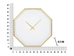 Reloj De Pared^Reloj de pared octagonal de metal dorado Octagonal Blanco