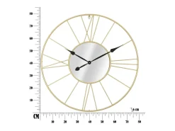 Reloj de pared redondo de metal 80 cm con espejo Stick Dorado