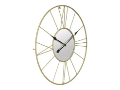Reloj de pared redondo de metal 80 cm con espejo Stick Dorado
