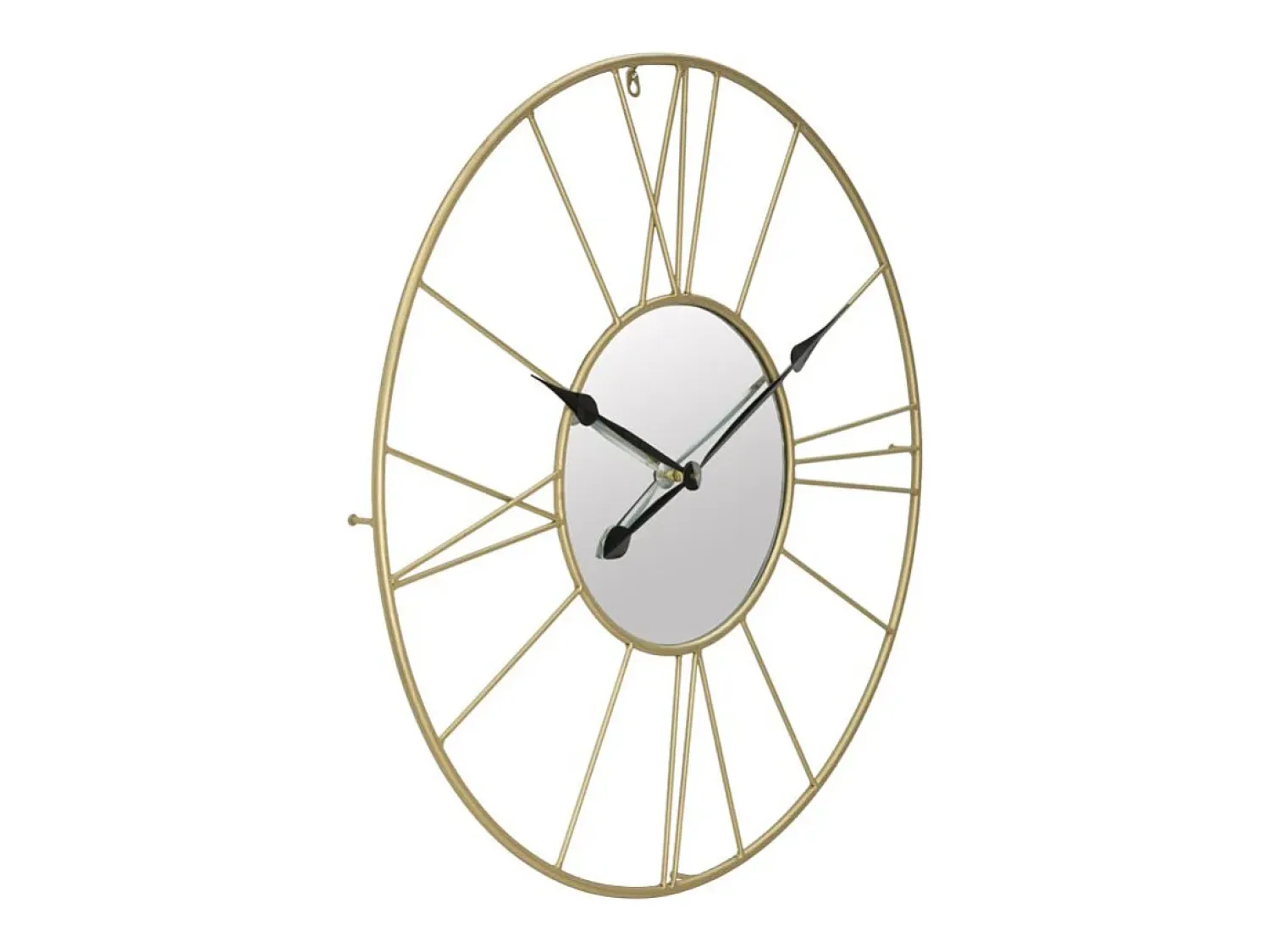 Reloj de pared redondo de metal 80 cm con espejo Stick Dorado