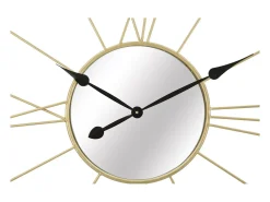 Reloj de pared redondo de metal 80 cm con espejo Stick Dorado