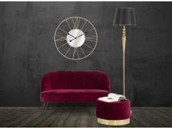 Reloj de pared redondo de metal 80 cm con espejo Stick Dorado