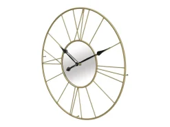 Reloj de pared redondo de metal 80 cm con espejo Stick Dorado