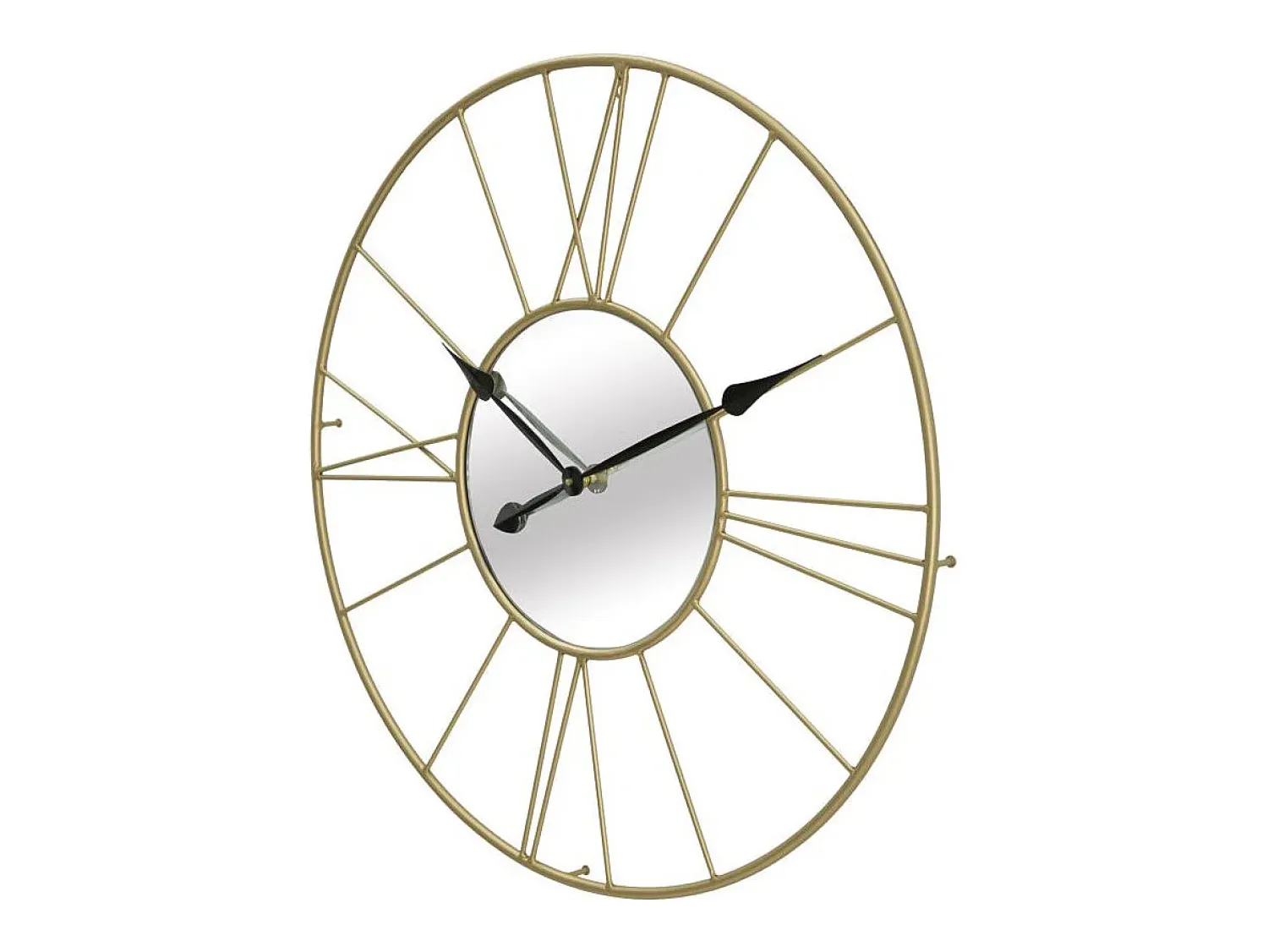 Reloj de pared redondo de metal 80 cm con espejo Stick Dorado