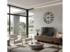 Reloj de Pared Tibor, Negro, 88 cm, para Salón y Comedor, Diseño Moderno