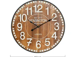 THINIA HOME Reloj De Pared^Reloj de Pared Vintage Madera Oscura Ø60cm Color natural oscuro