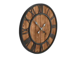 Reloj de pared vintage movimiento cuarzo madera metal 60 cm XXL ES413888