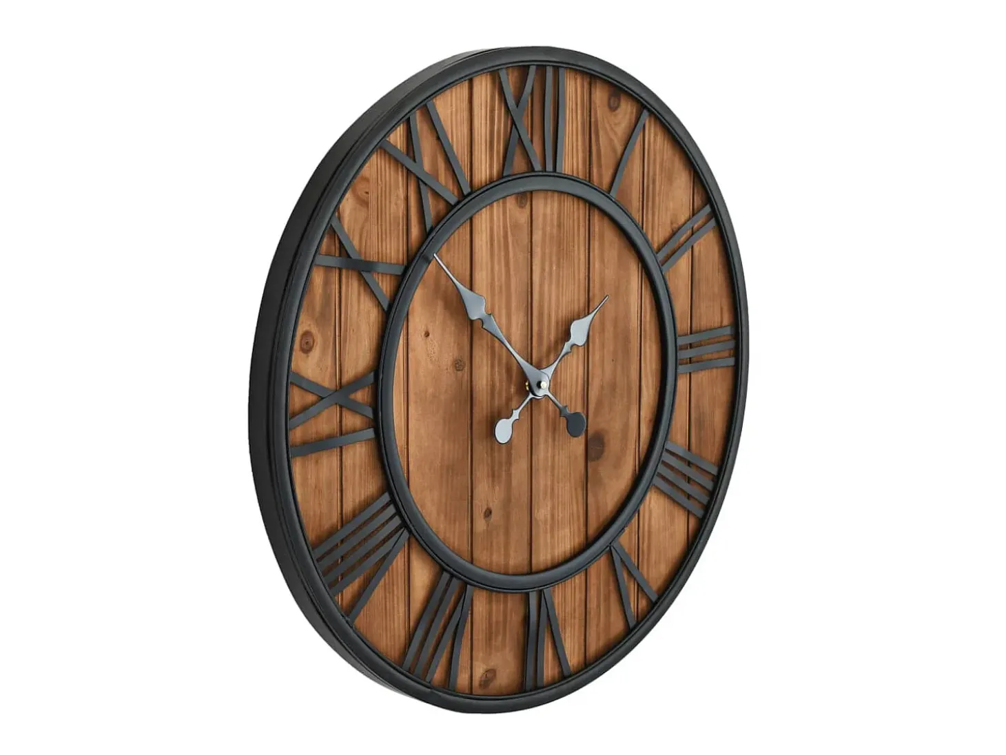 Reloj de pared vintage movimiento cuarzo madera metal 60 cm XXL ES413888