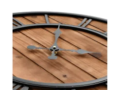 Reloj de pared vintage movimiento cuarzo madera metal 60 cm XXL ES413888